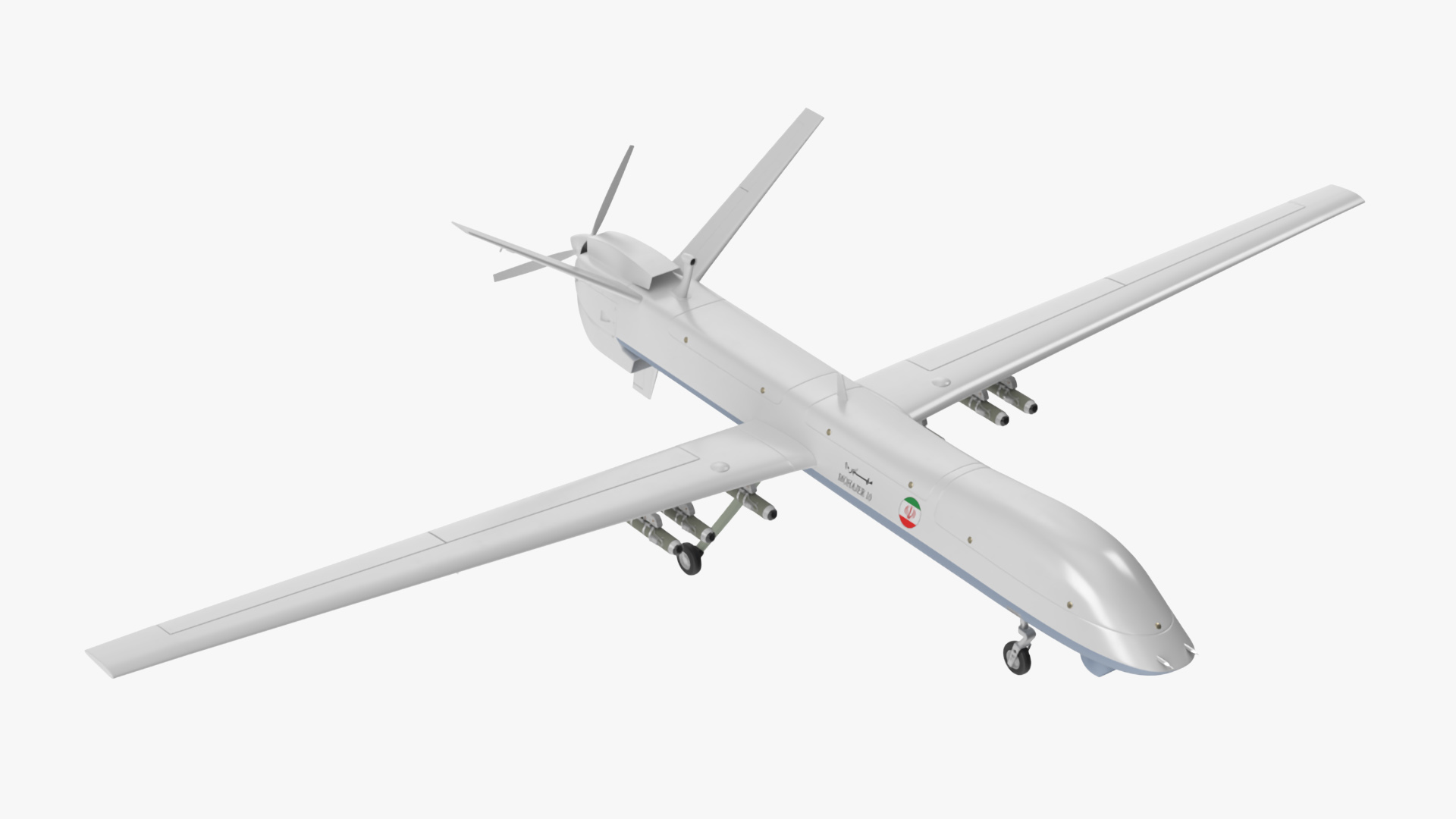 3D Iranian Dron Qods Mohajer 10 Blue model