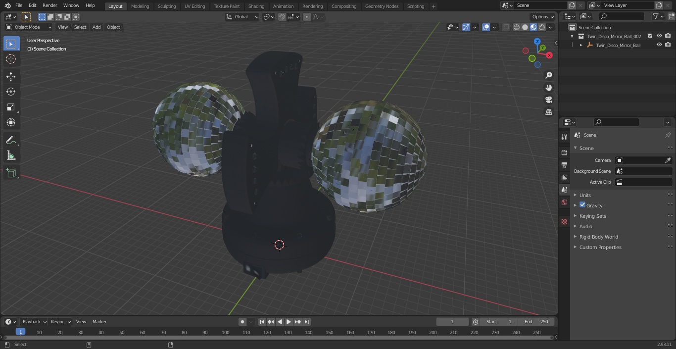 Twin Disco Mirror Ball 3D