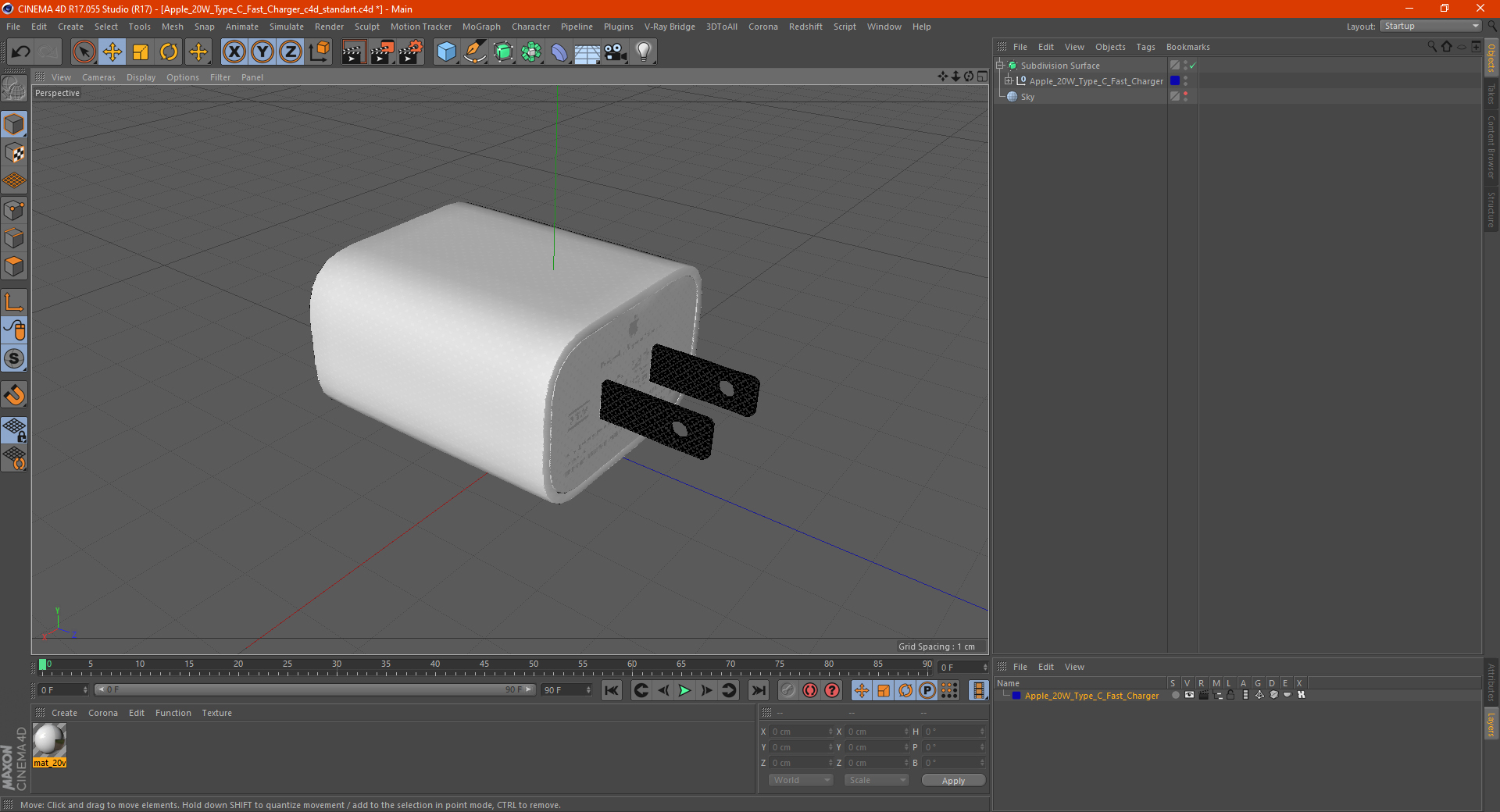 Apple 20W Type C Fast Charger 3D model