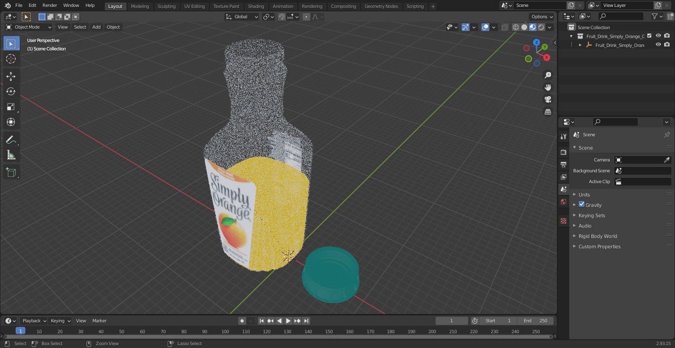 3D model Fruit Drink Simply Orange Open