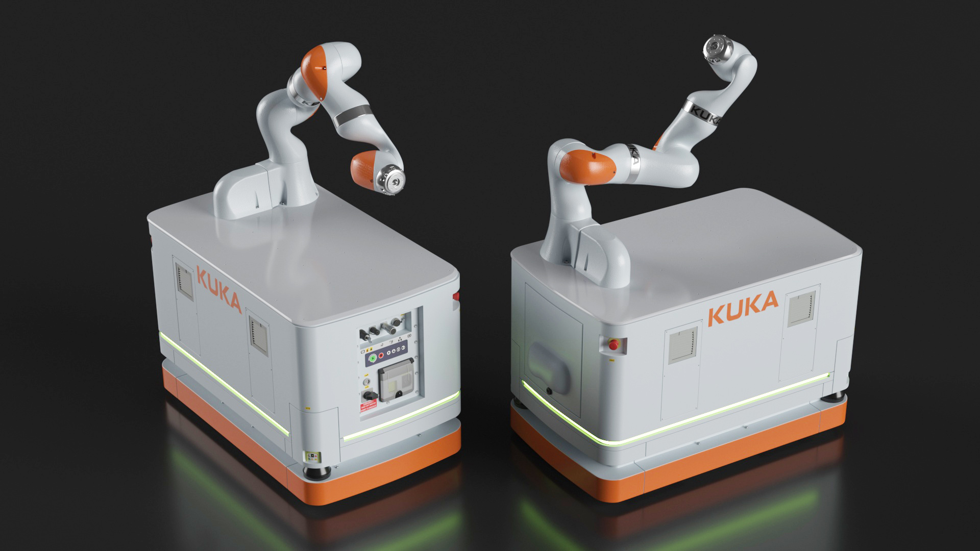 Mobile Robot KUKA KMR Iiwa Rigged for Maya 3D