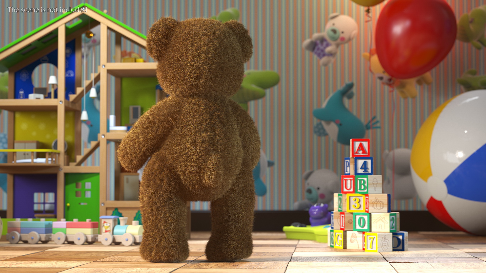 3D model Teddy Bear Brown Fur