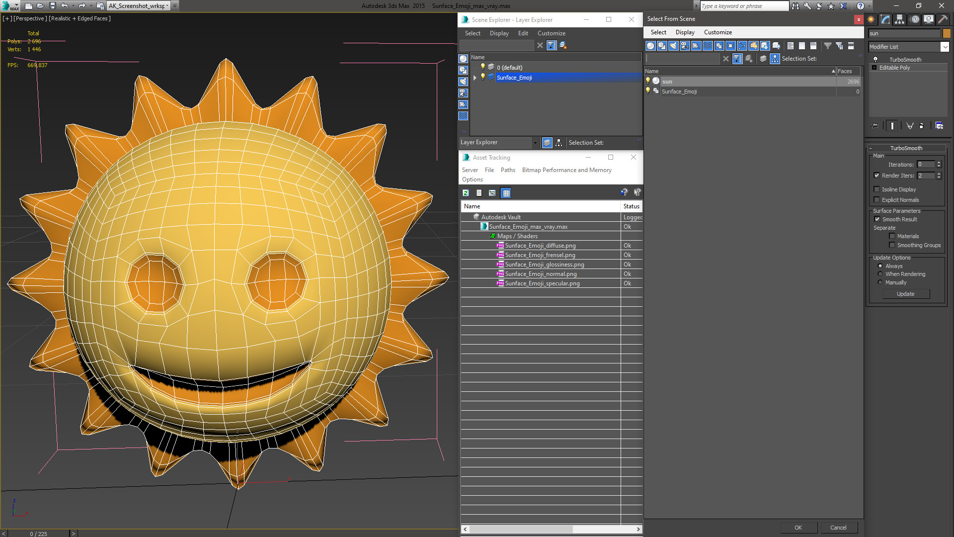 3D Sunface Emoji model