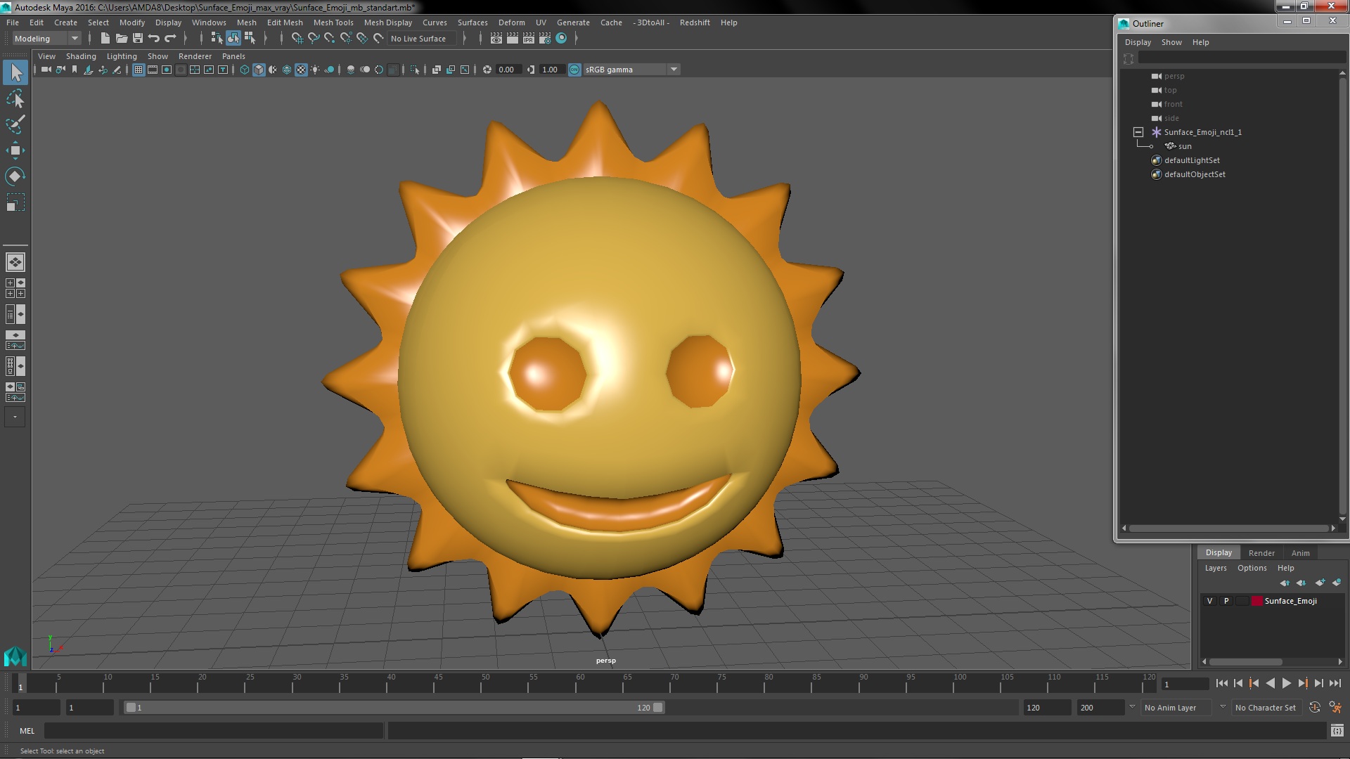 3D Sunface Emoji model
