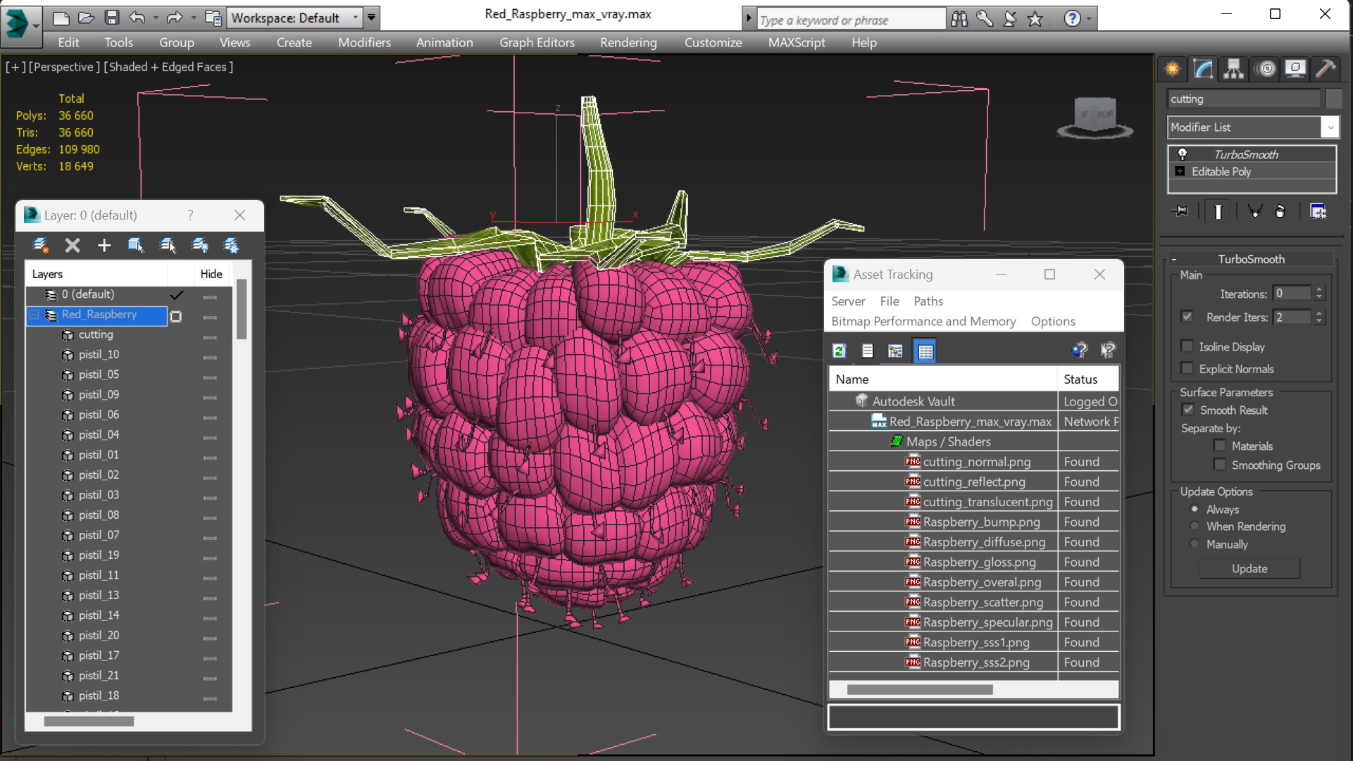 3D Red Raspberry model