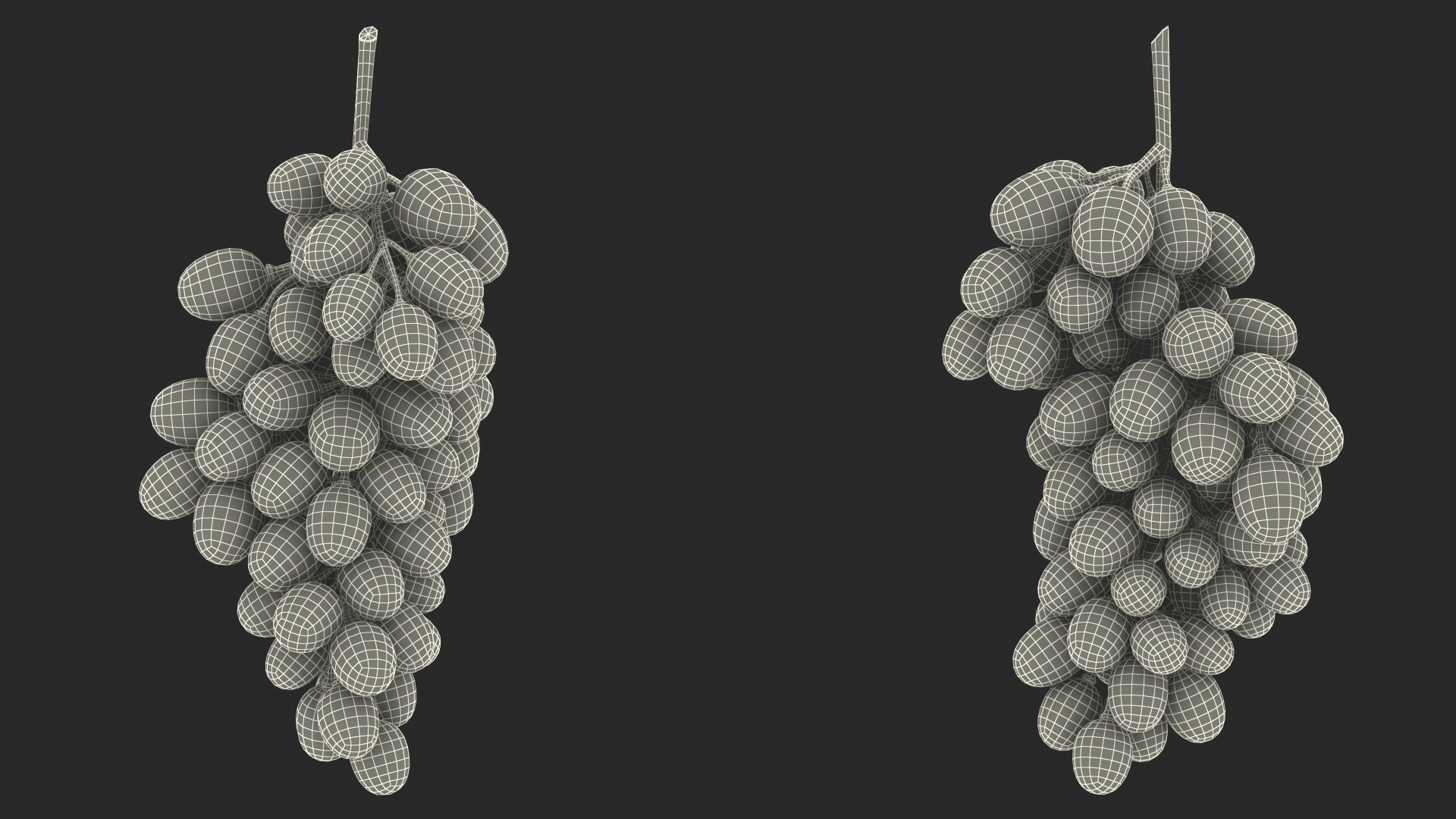 3D Cluster of Green Grapes model