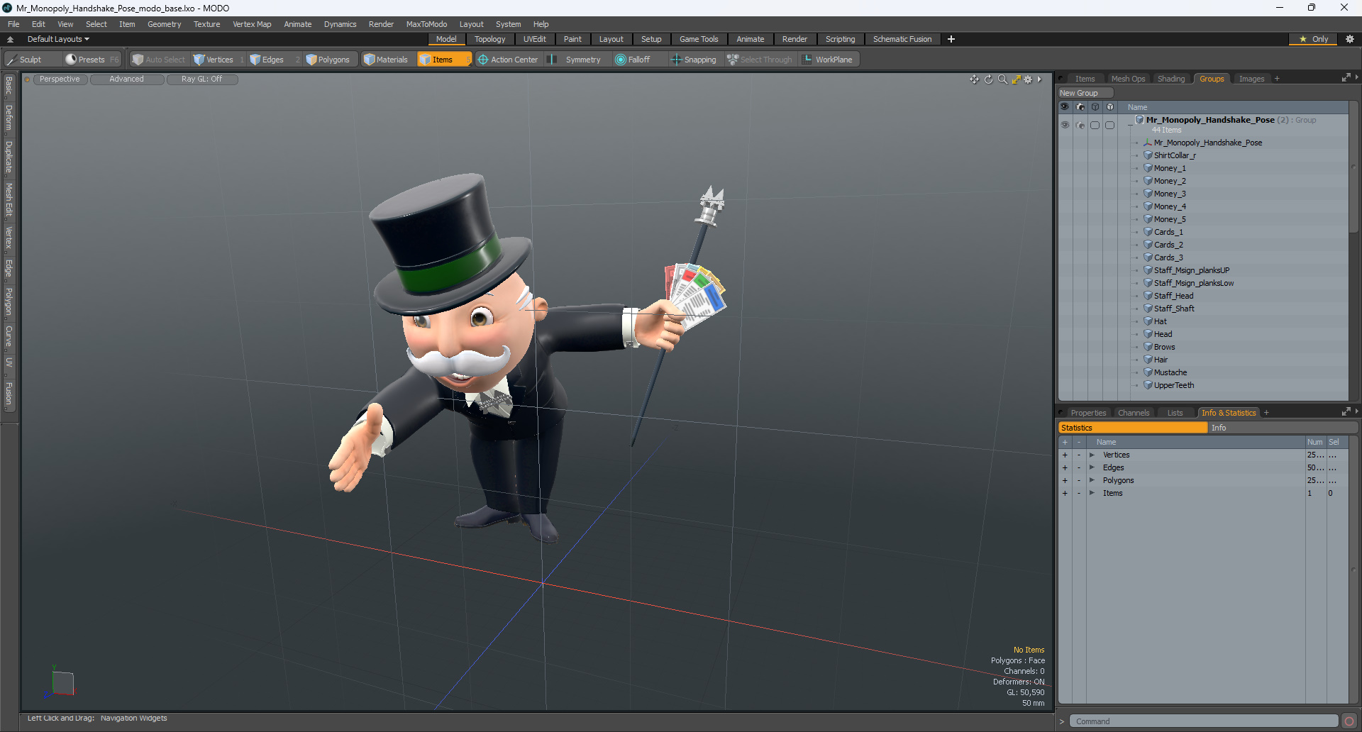 3D Mr Monopoly Handshake Pose