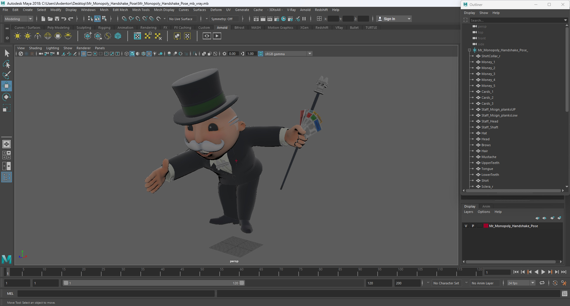 3D Mr Monopoly Handshake Pose