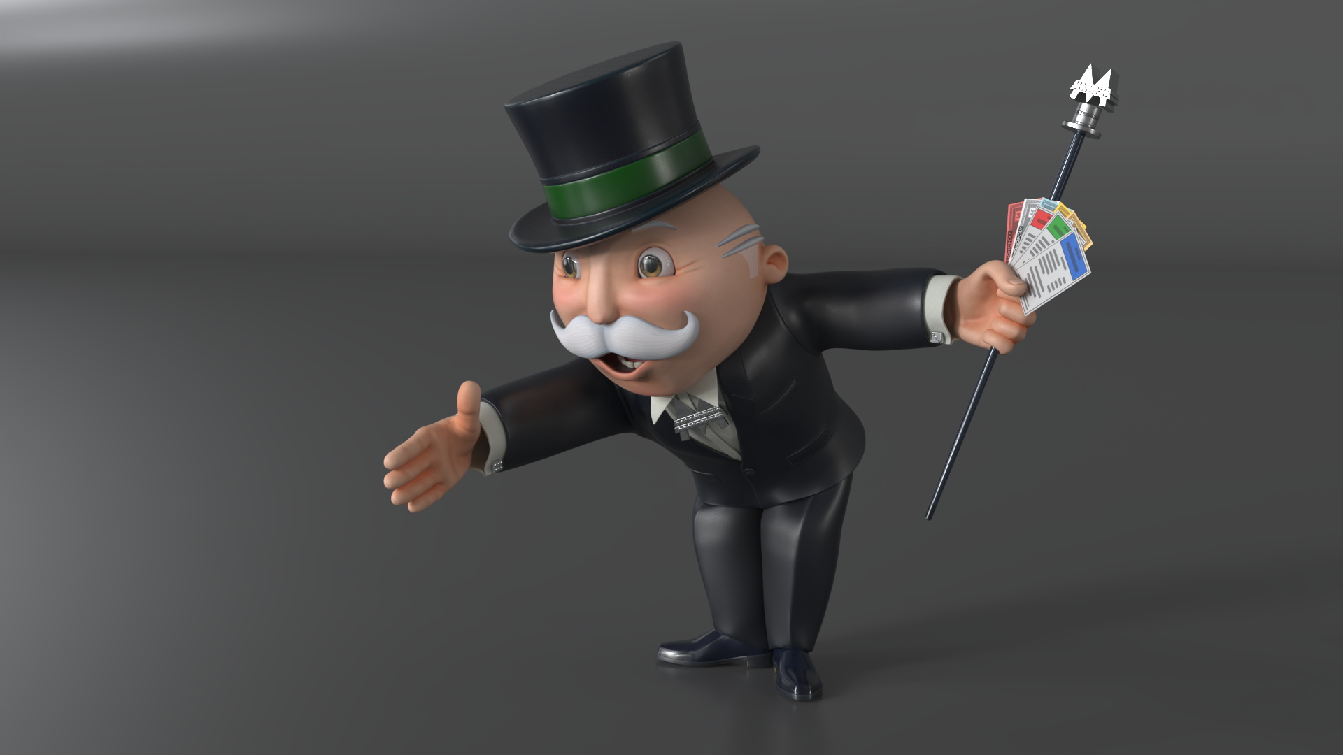 3D Mr Monopoly Handshake Pose