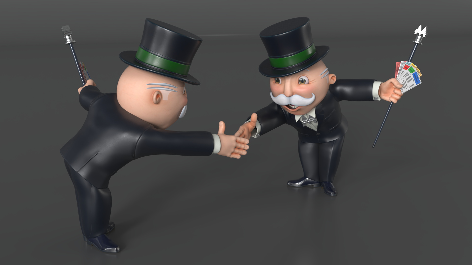 3D Mr Monopoly Handshake Pose
