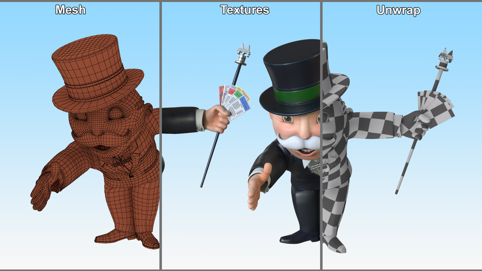 3D Mr Monopoly Handshake Pose