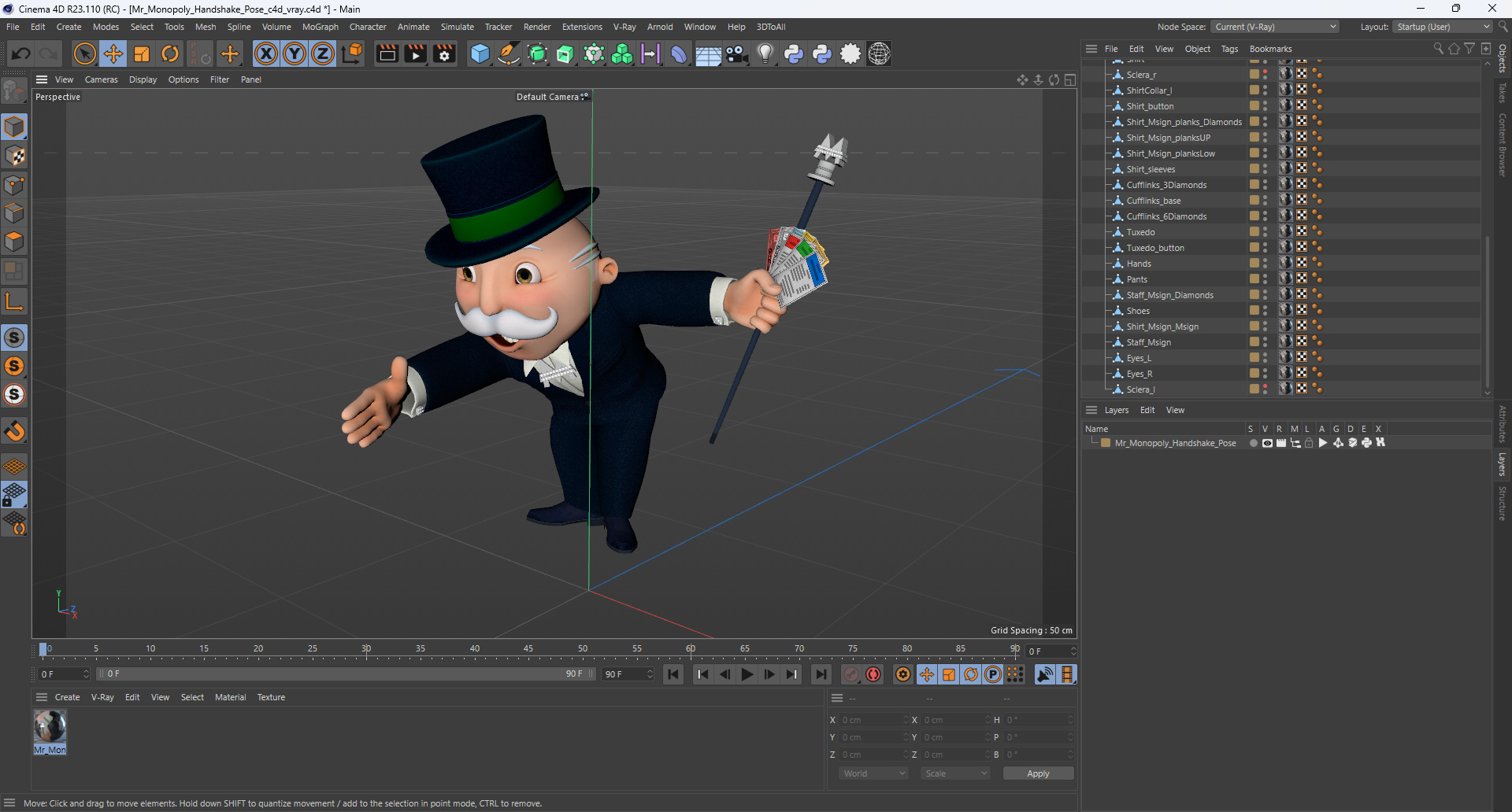 3D Mr Monopoly Handshake Pose