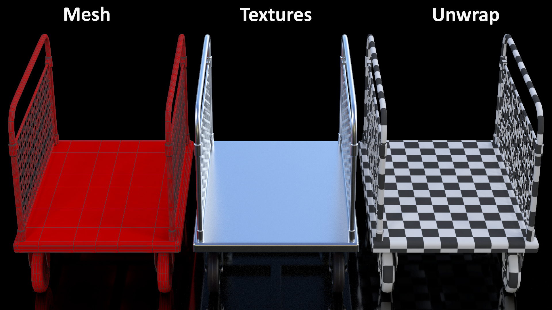 3D Platform Trolley with Two Railing model
