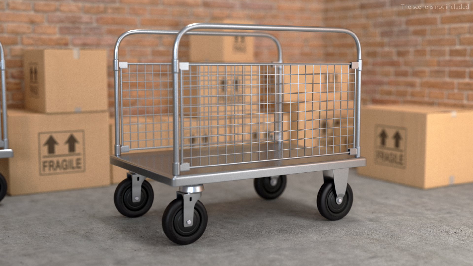 3D Platform Trolley with Two Railing model