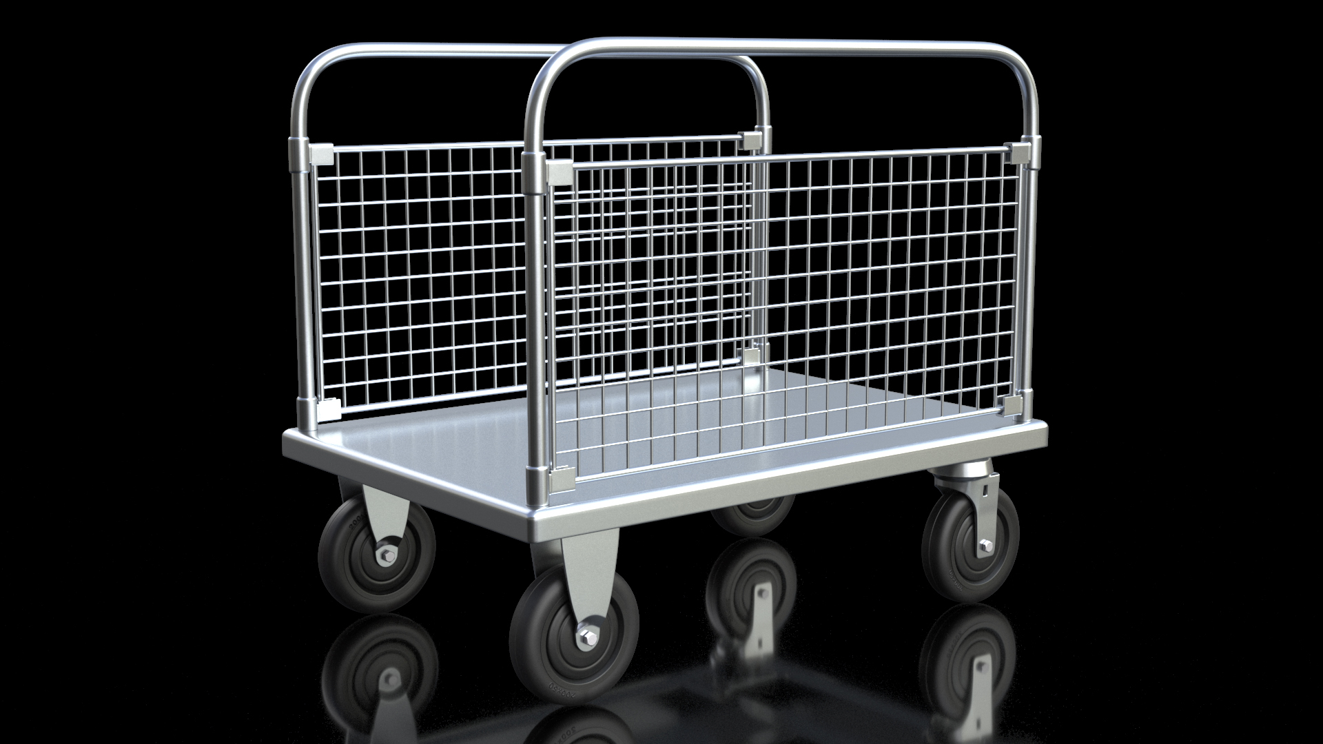 3D Platform Trolley with Two Railing model