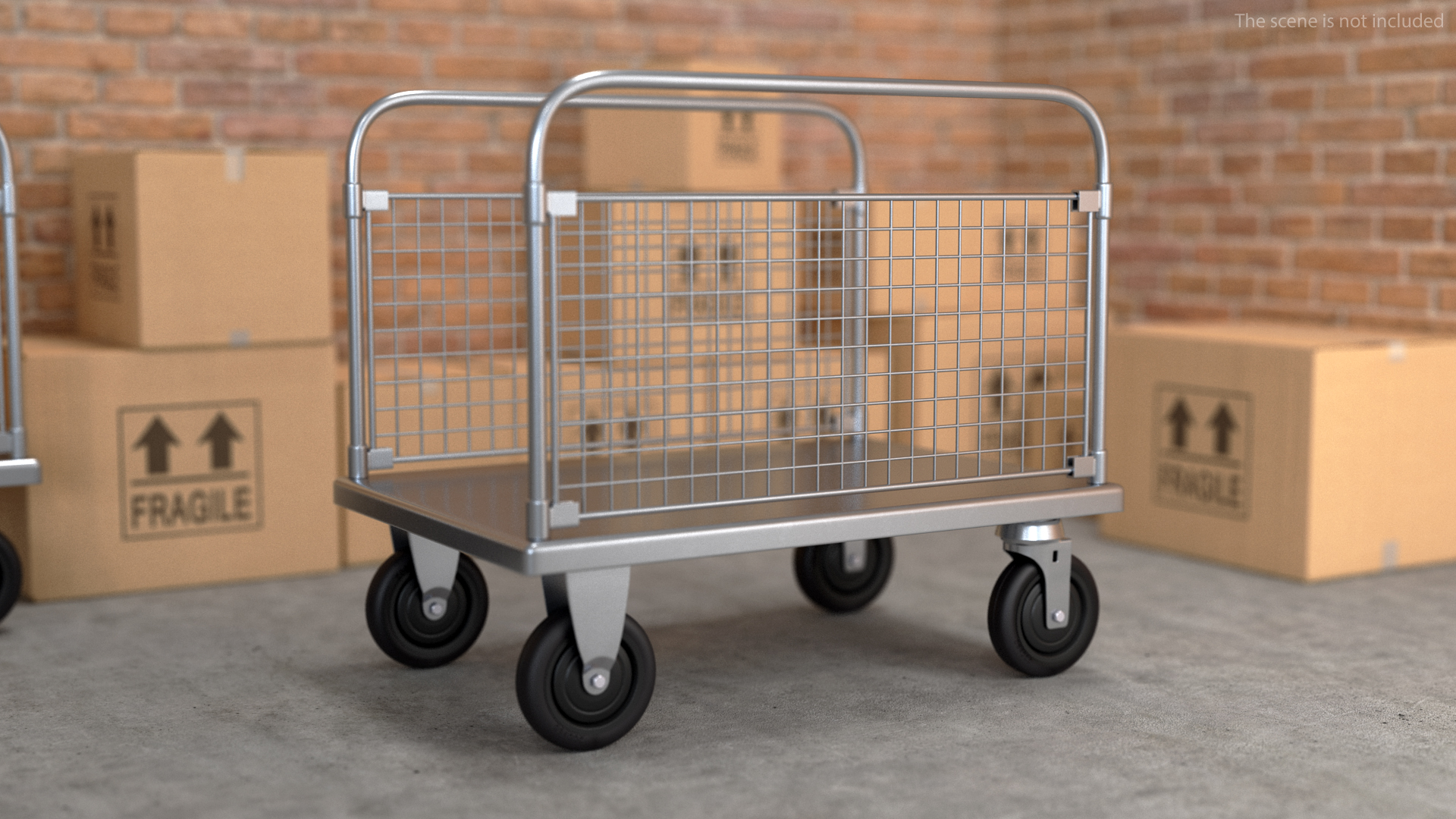 3D Platform Trolley with Two Railing model