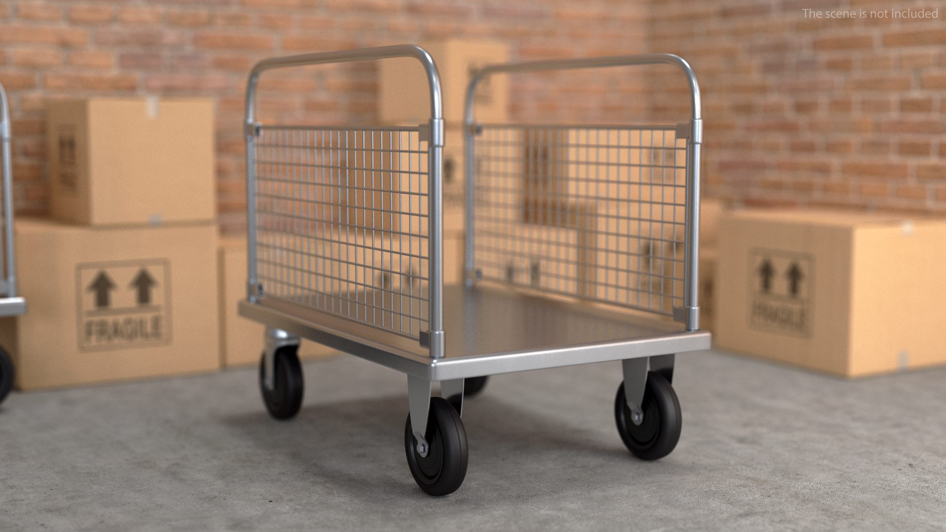 3D Platform Trolley with Two Railing model