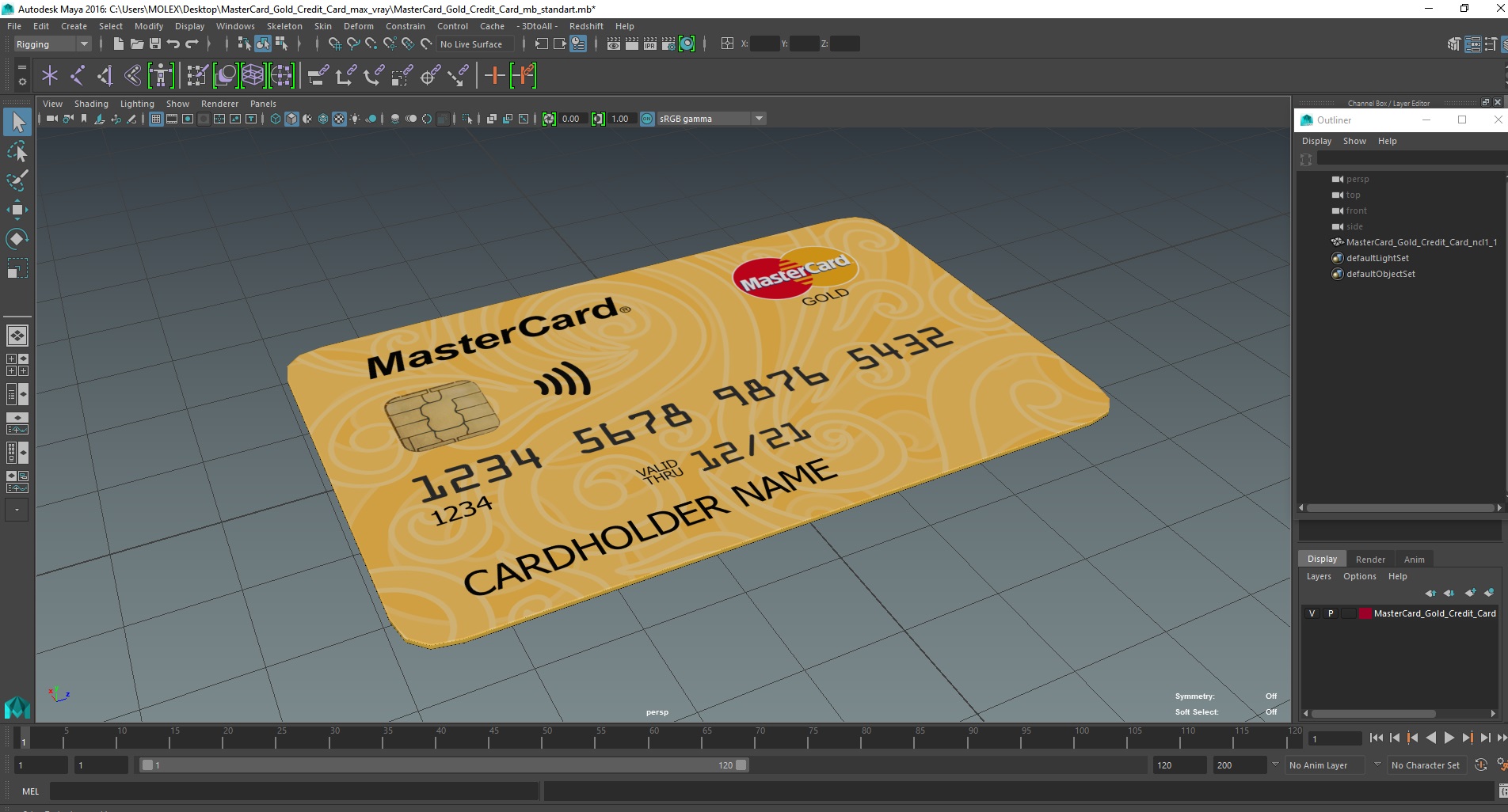 MasterCard Gold Credit Card 3D