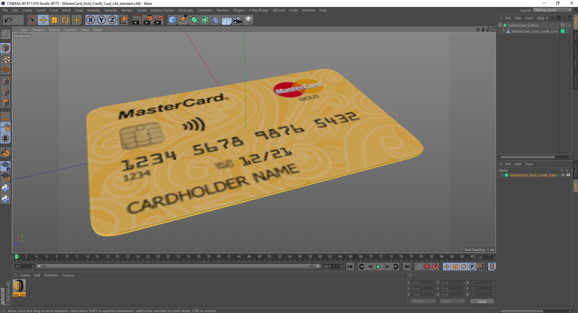 MasterCard Gold Credit Card 3D