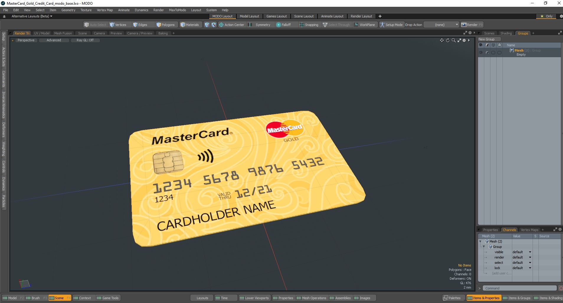 MasterCard Gold Credit Card 3D