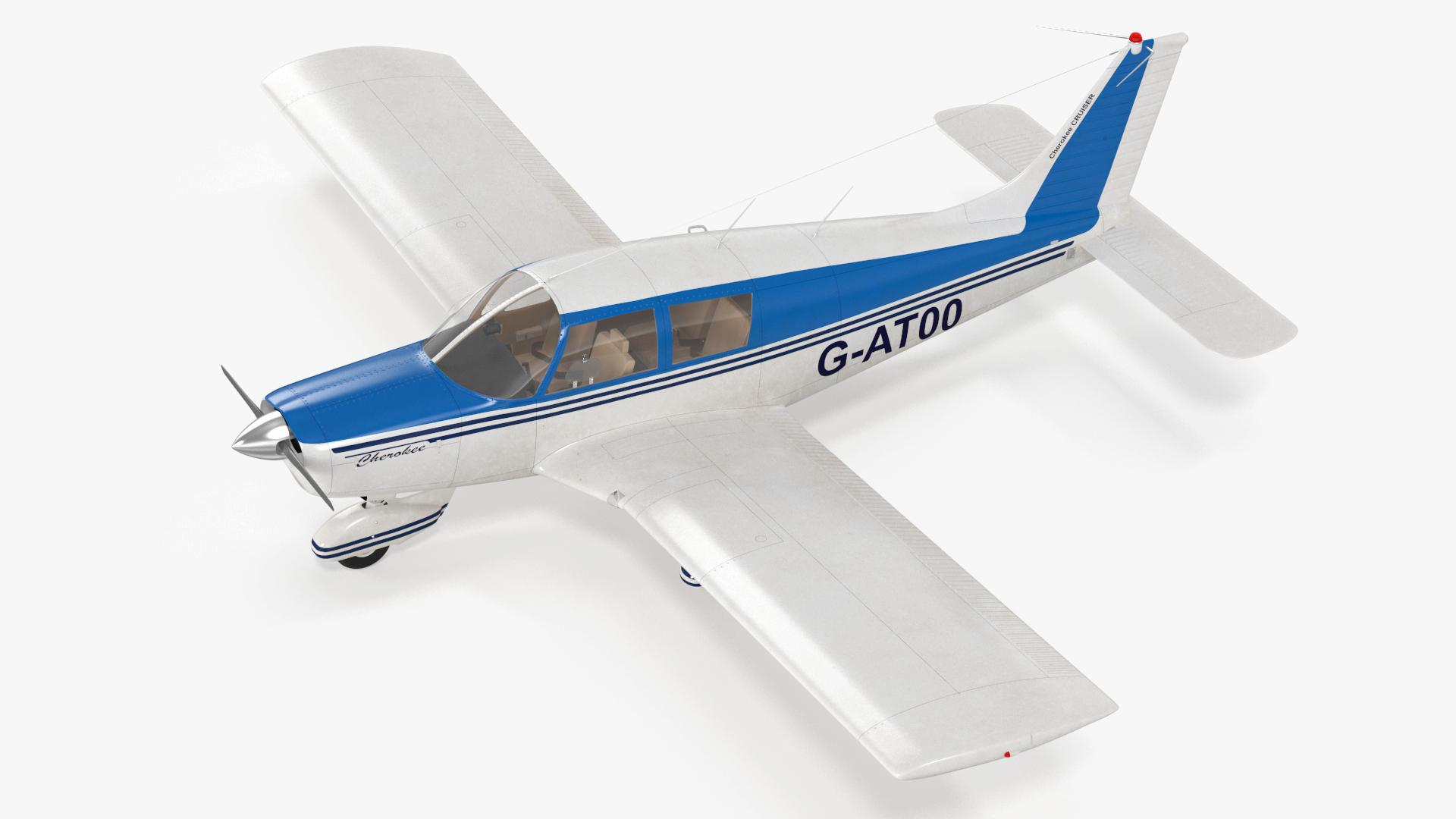3D model Piper PA-28 Cherokee Single Engine Airplane Rigged