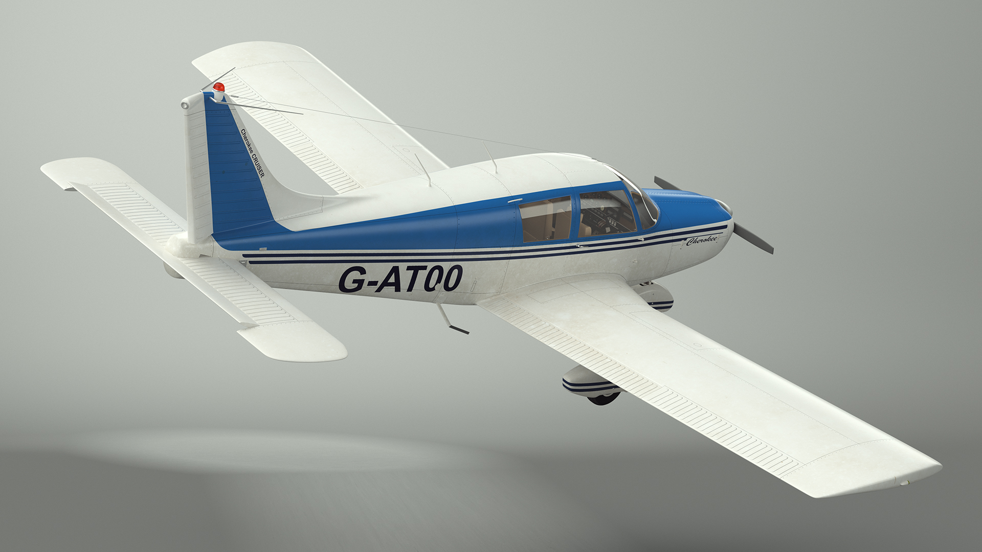 3D model Piper PA-28 Cherokee Single Engine Airplane Rigged