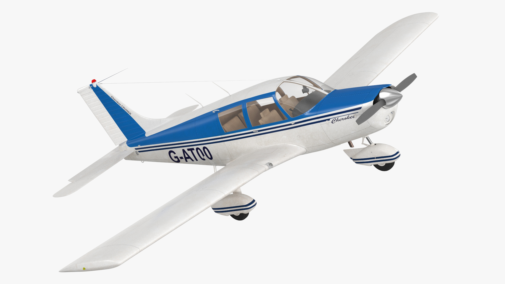 3D model Piper PA-28 Cherokee Single Engine Airplane Rigged