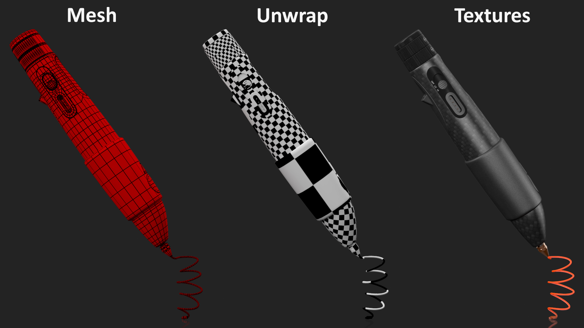 3D Printing Pen Black Extrudes Spiral 3D