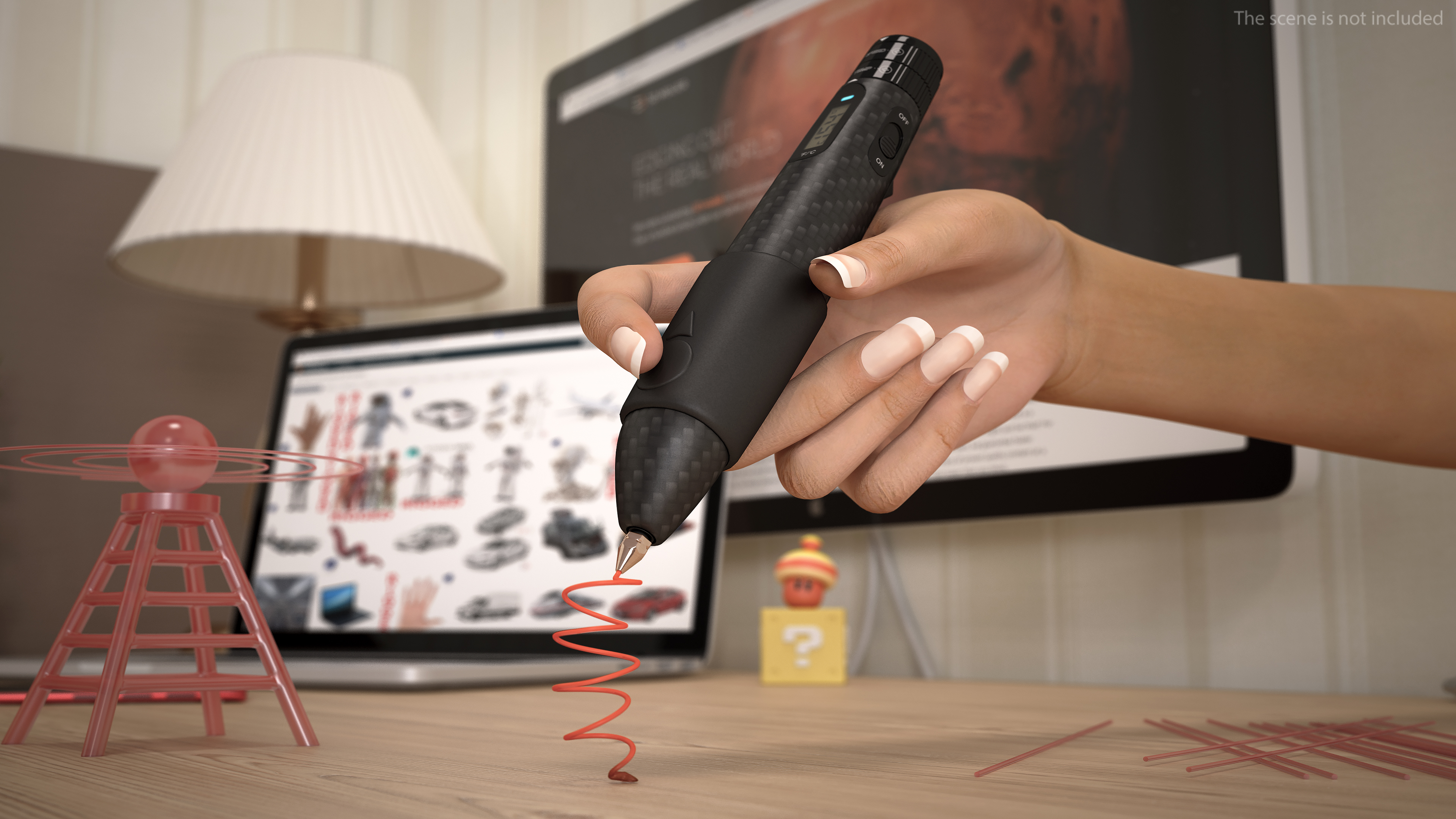 3D Printing Pen Black Extrudes Spiral 3D