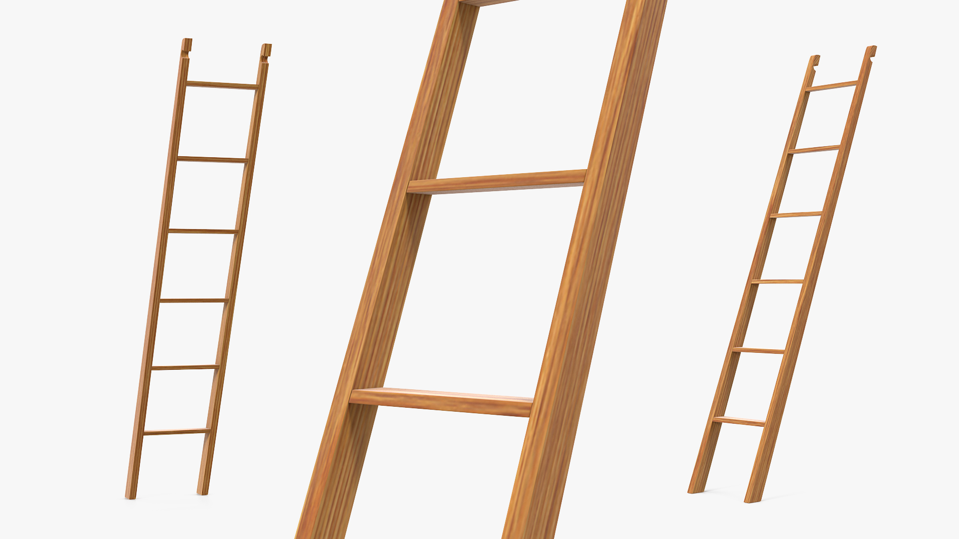 3D Wooden Library Ladder