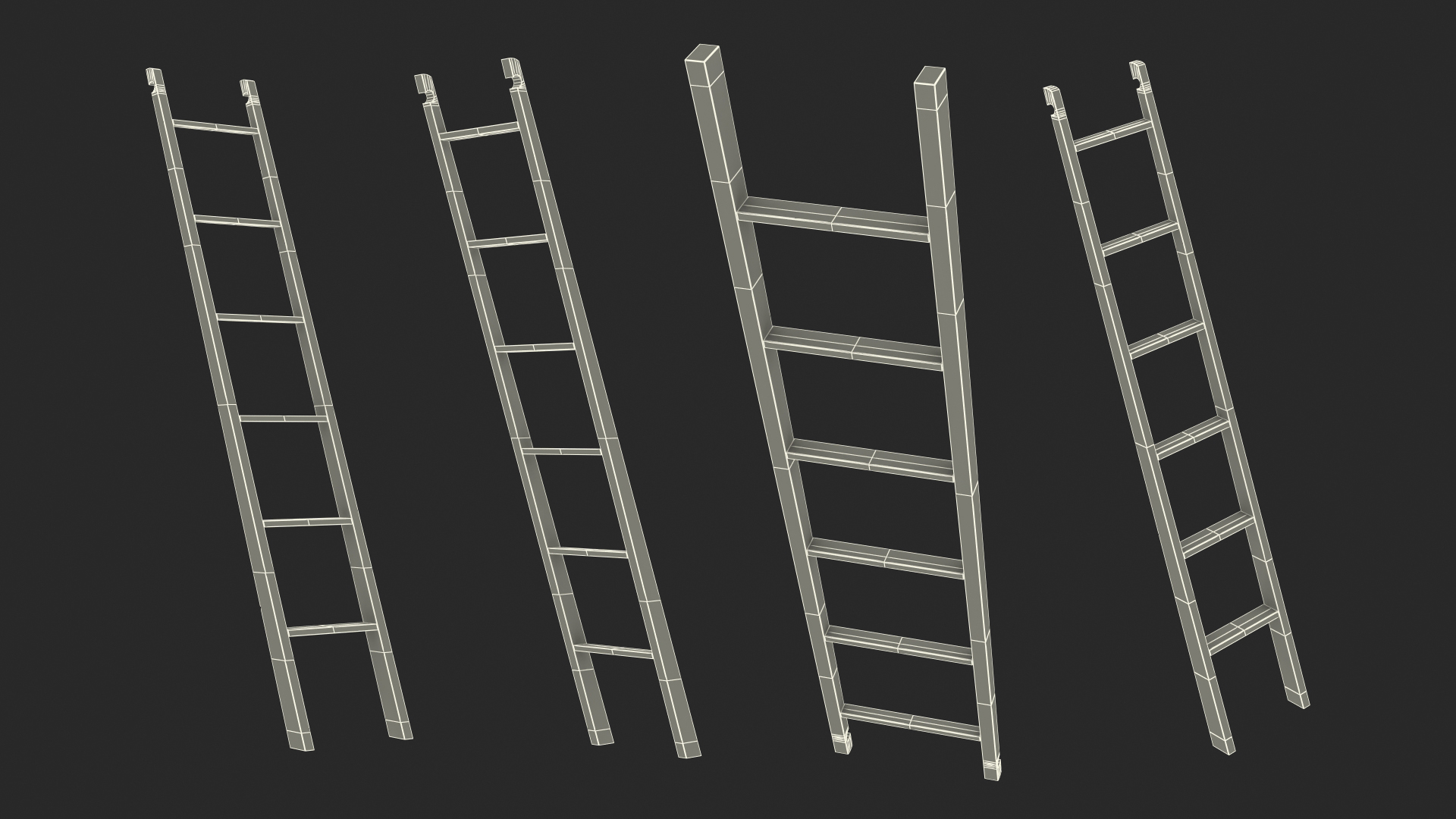 3D Wooden Library Ladder