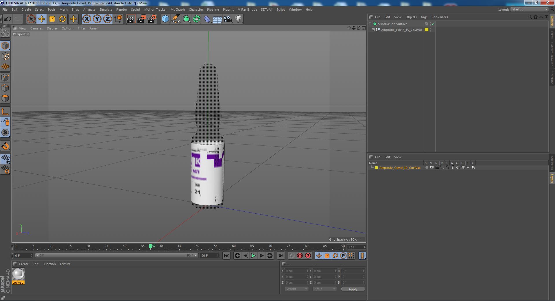 Ampoule Covid 19 CoviVac 3D model