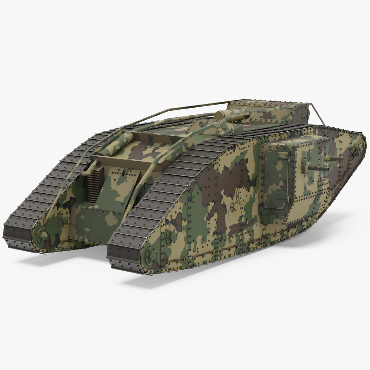 Tank MK 4 Male Camouflage Color Rigged for Maya 3D