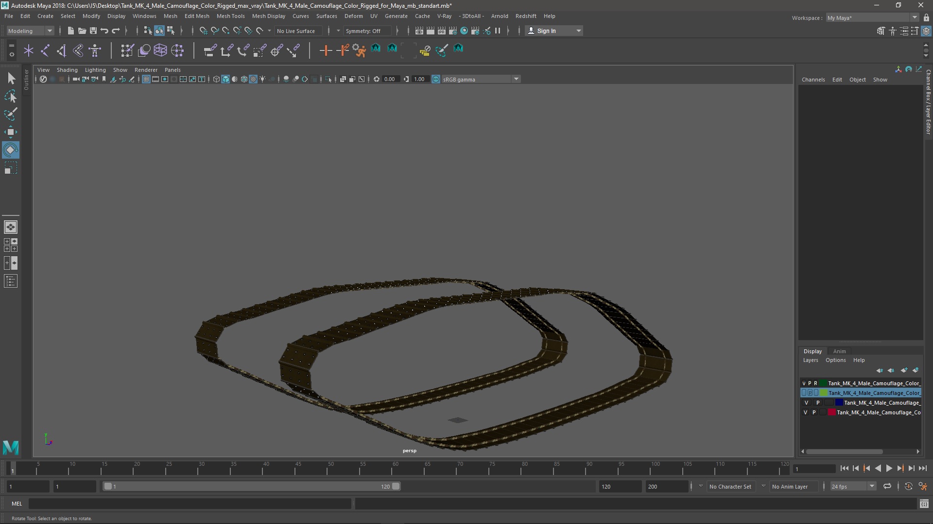 Tank MK 4 Male Camouflage Color Rigged for Maya 3D
