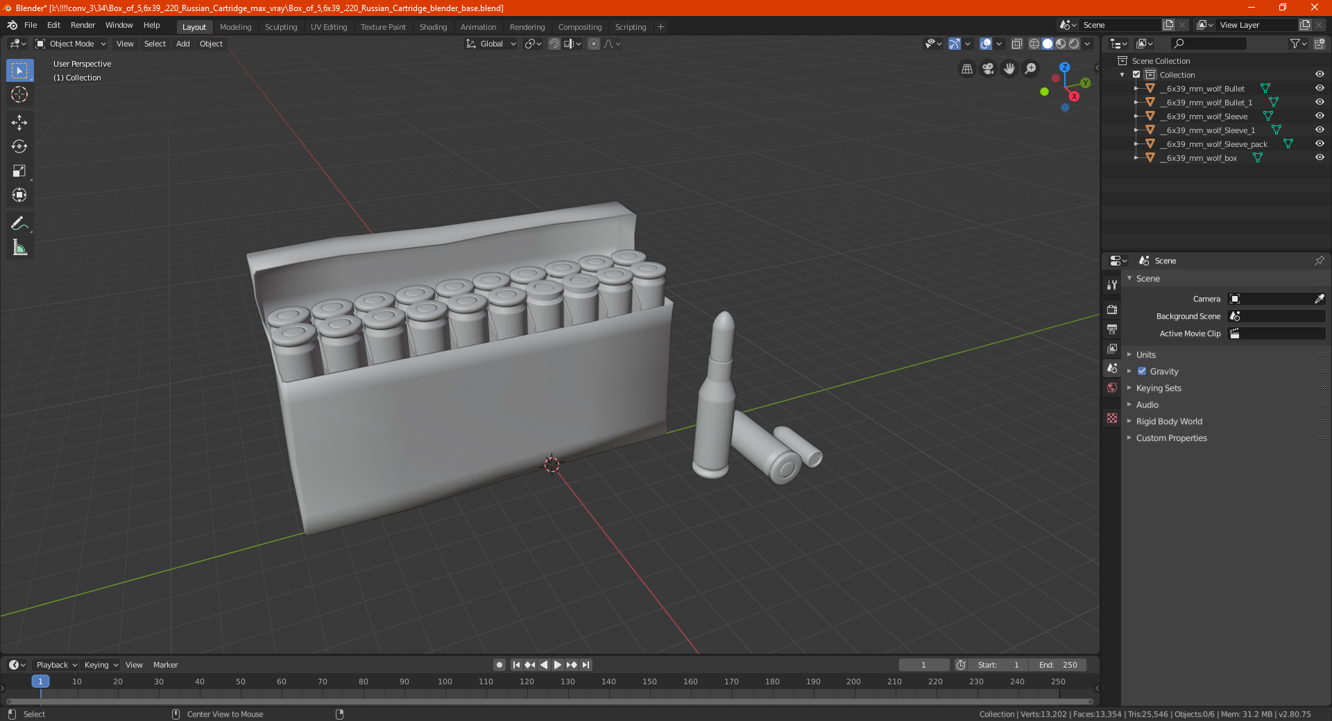 3D model Box of 5_6x39 220 Russian Cartridge
