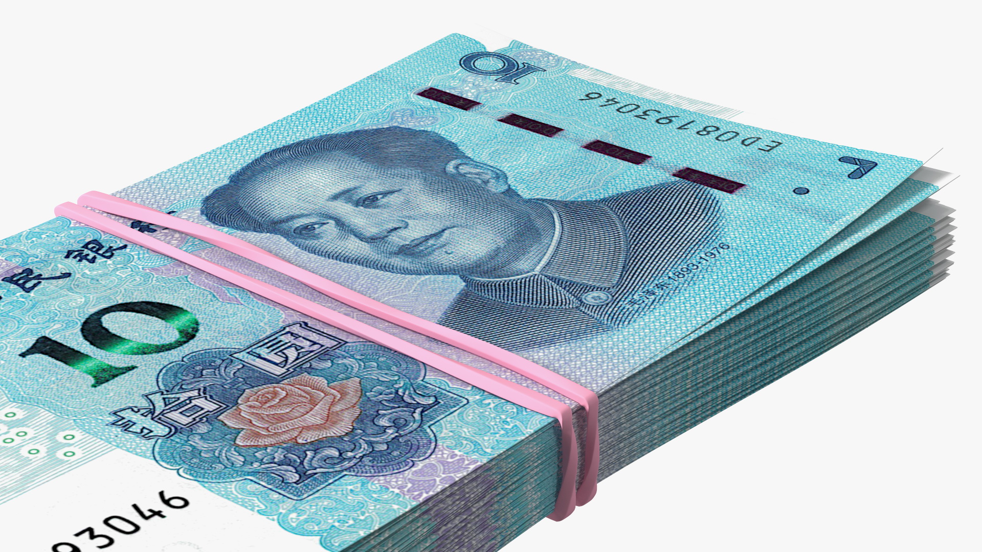 Stack of Chinese 10 Yuan 2019 Banknotes 3D model
