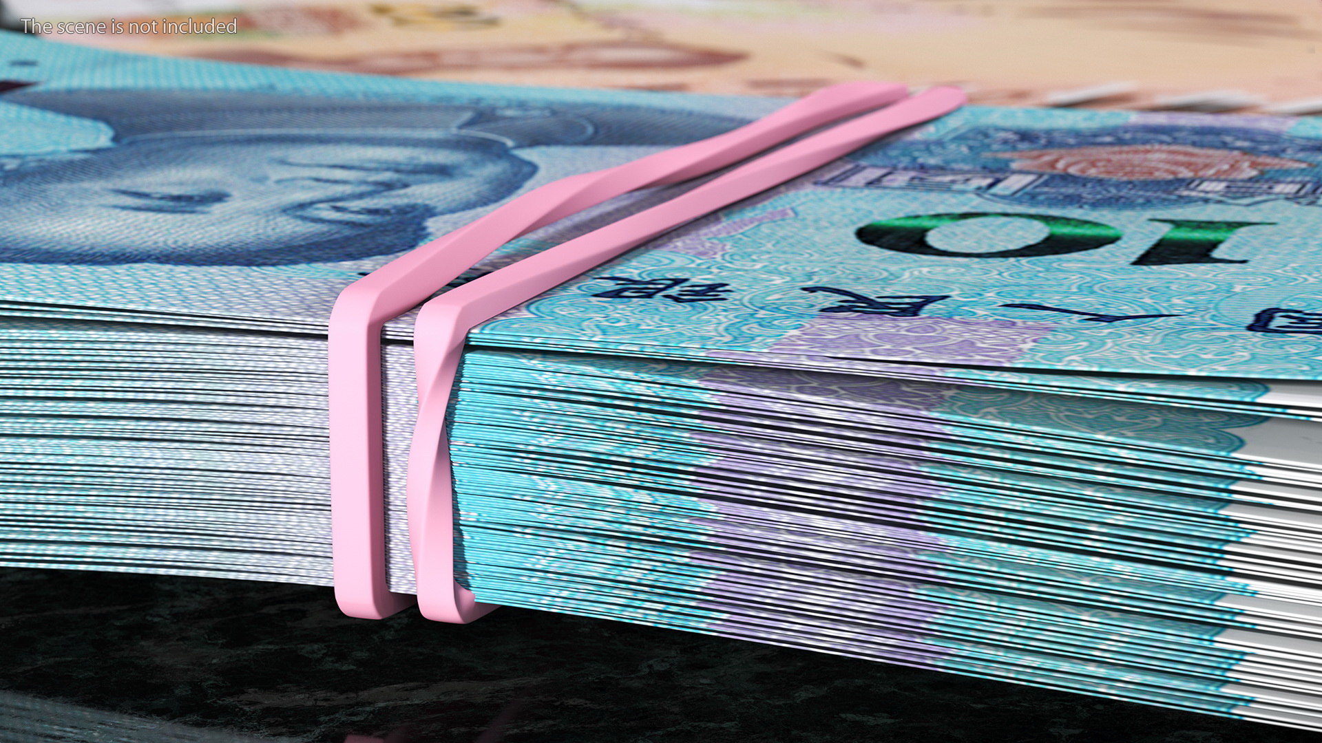 Stack of Chinese 10 Yuan 2019 Banknotes 3D model