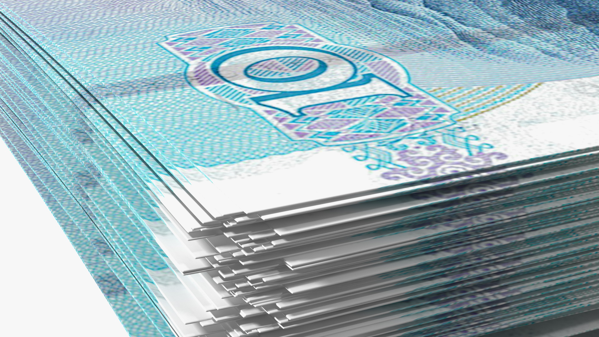 Stack of Chinese 10 Yuan 2019 Banknotes 3D model