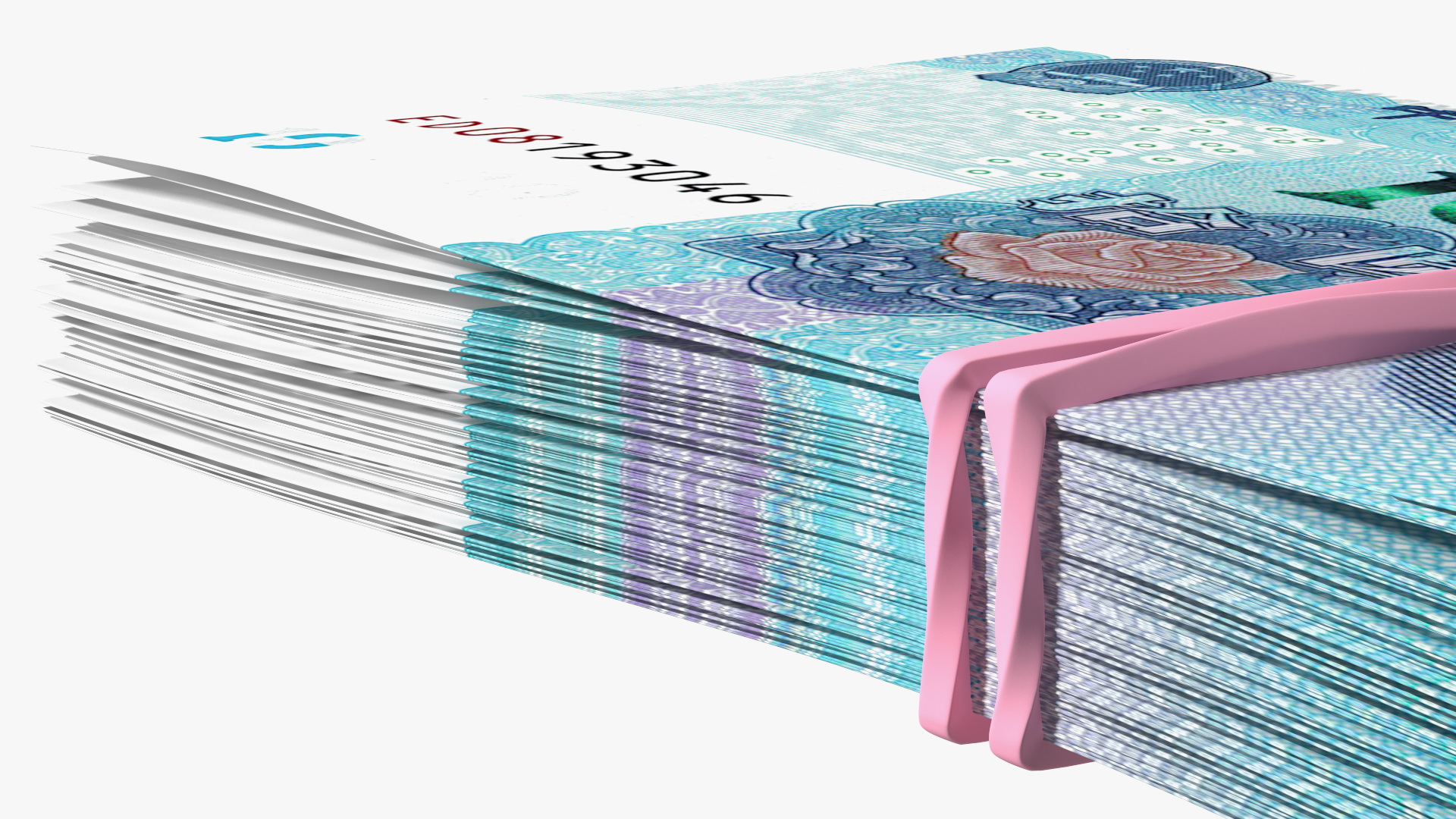 Stack of Chinese 10 Yuan 2019 Banknotes 3D model