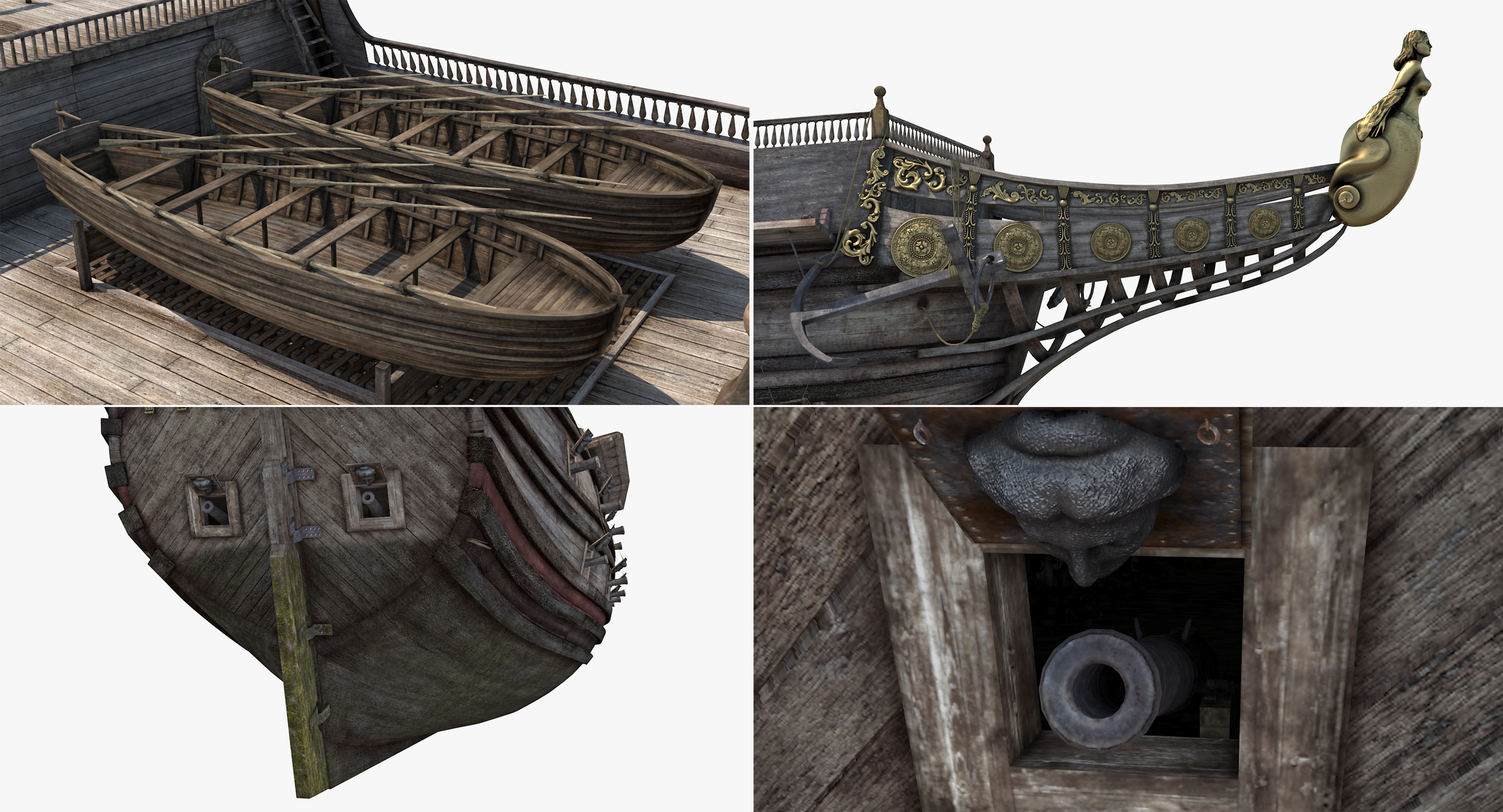3D Galeon Ship Body