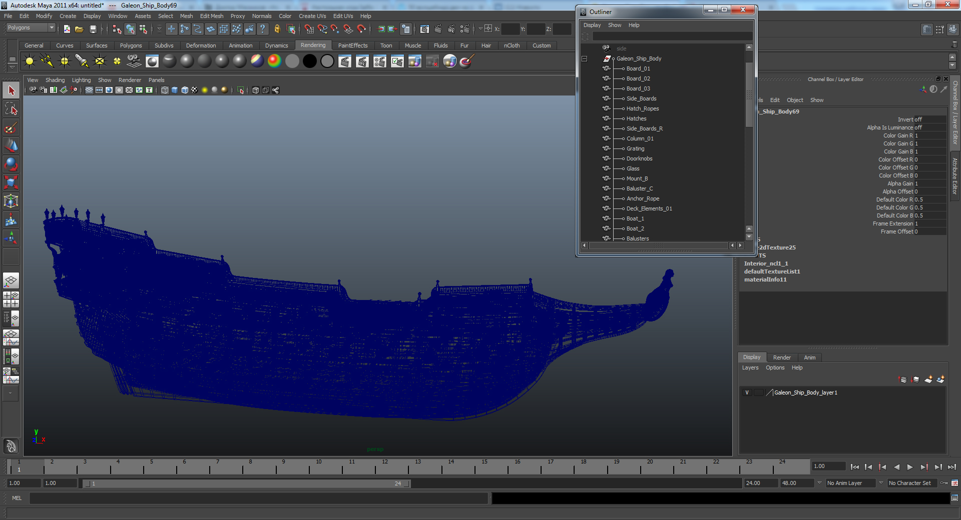 3D Galeon Ship Body