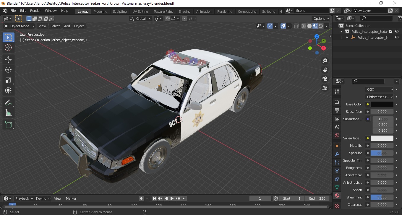 Police Interceptor Sedan Ford Crown Victoria 3D model