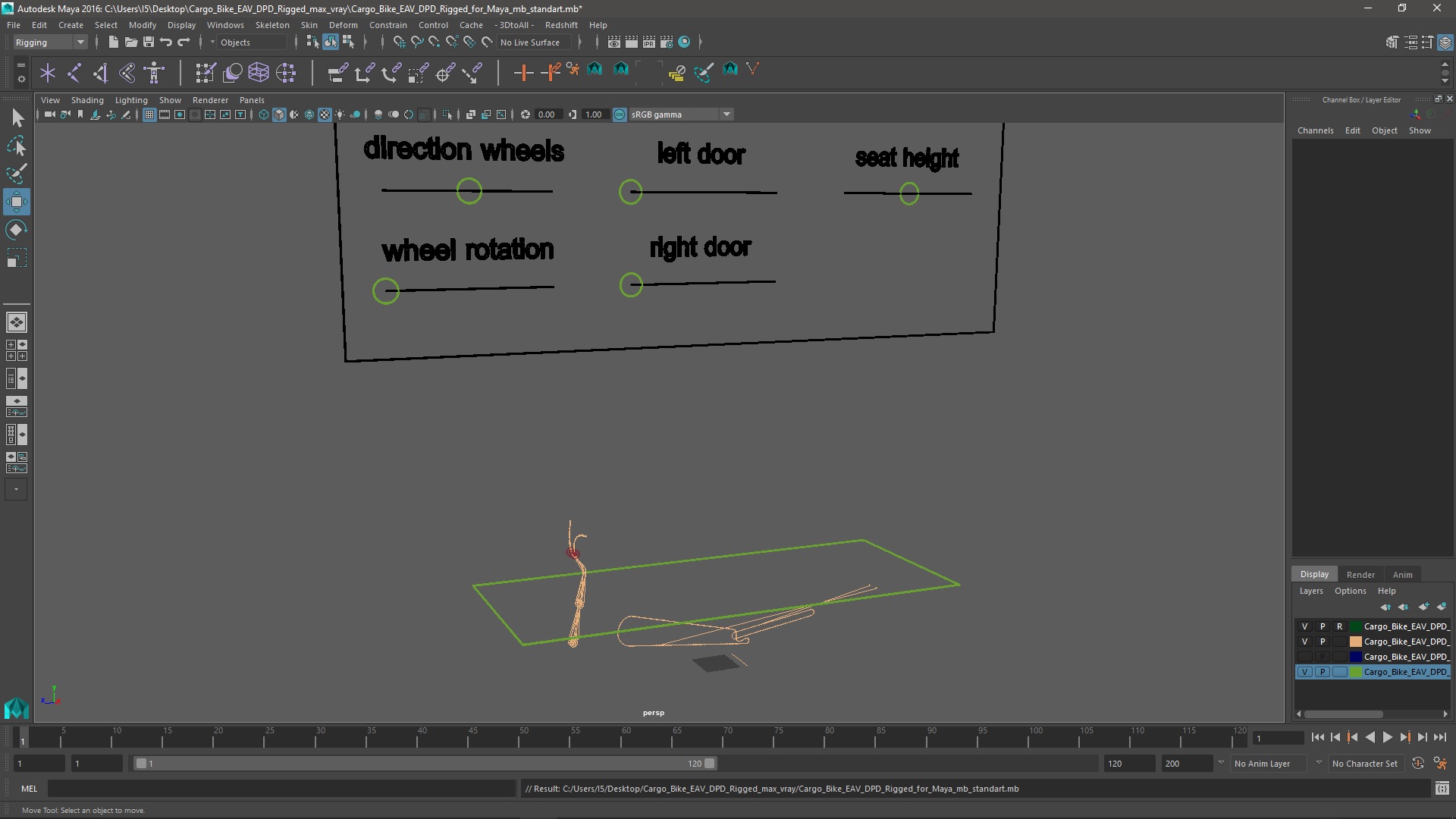Cargo Bike EAV DPD Rigged for Maya 3D model
