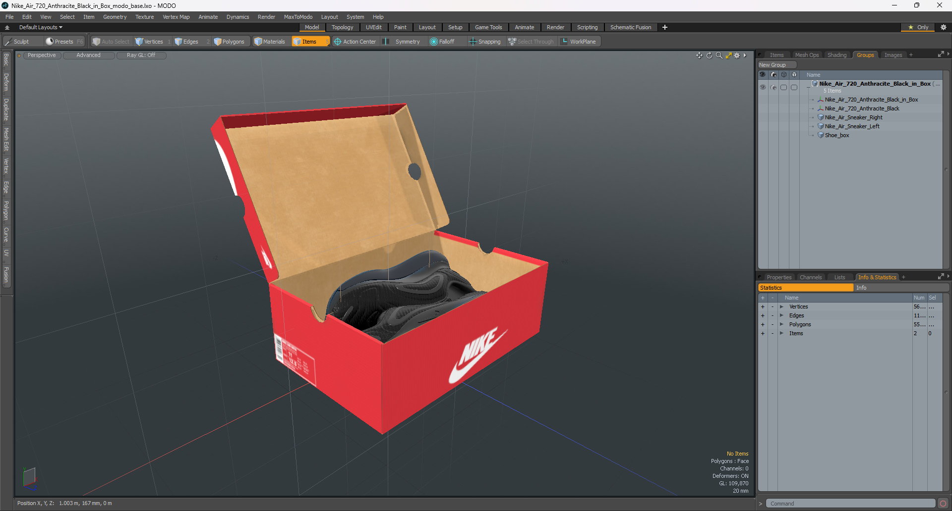 3D Nike Air 720 Anthracite Black in Box