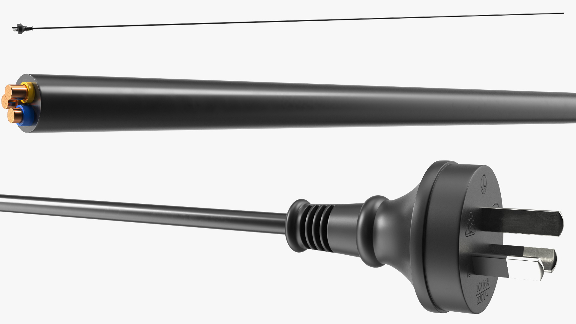 3D model Type I Electric Plug Grounded Rigged for Maya