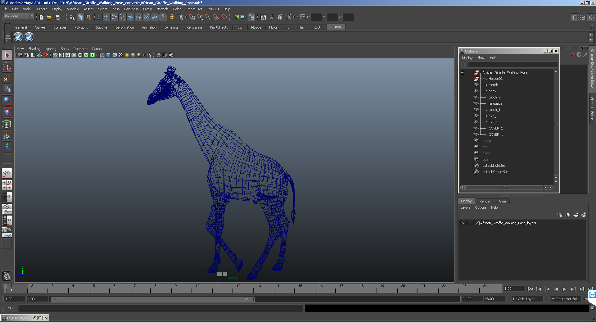 3D African Giraffe Walking Pose model
