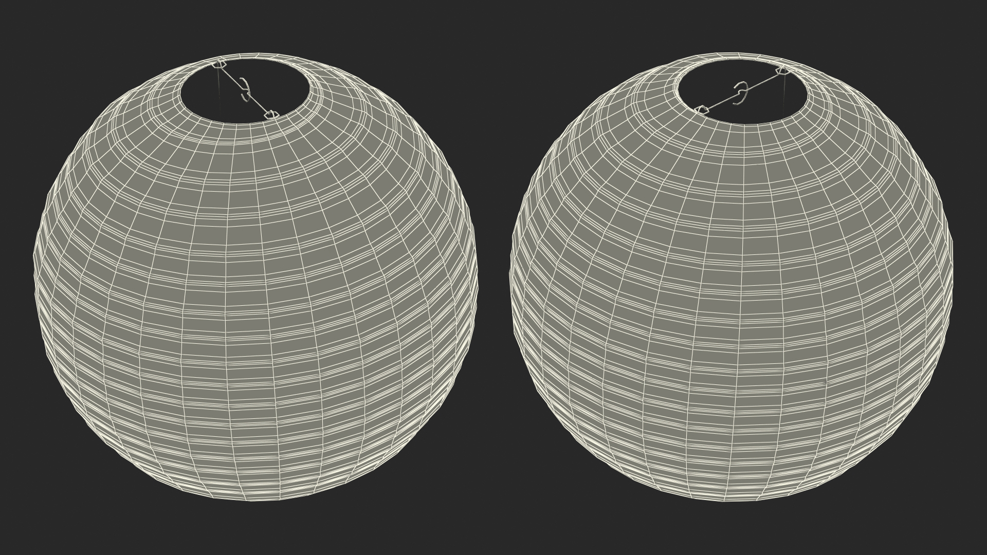 Round Paper Lantern Grey 3D model