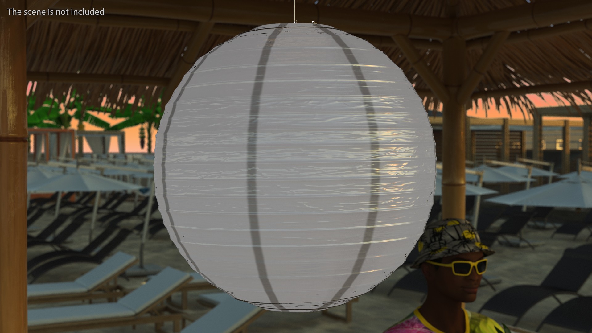 Round Paper Lantern Grey 3D model