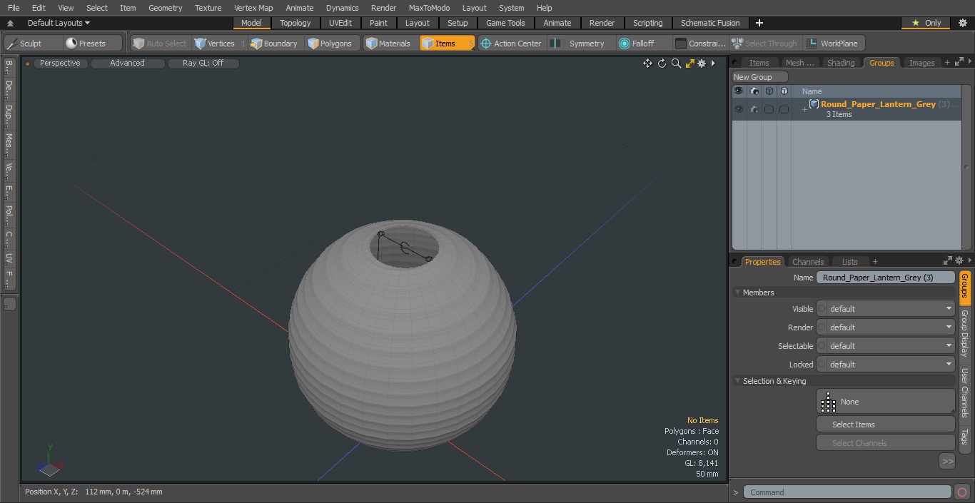 Round Paper Lantern Grey 3D model