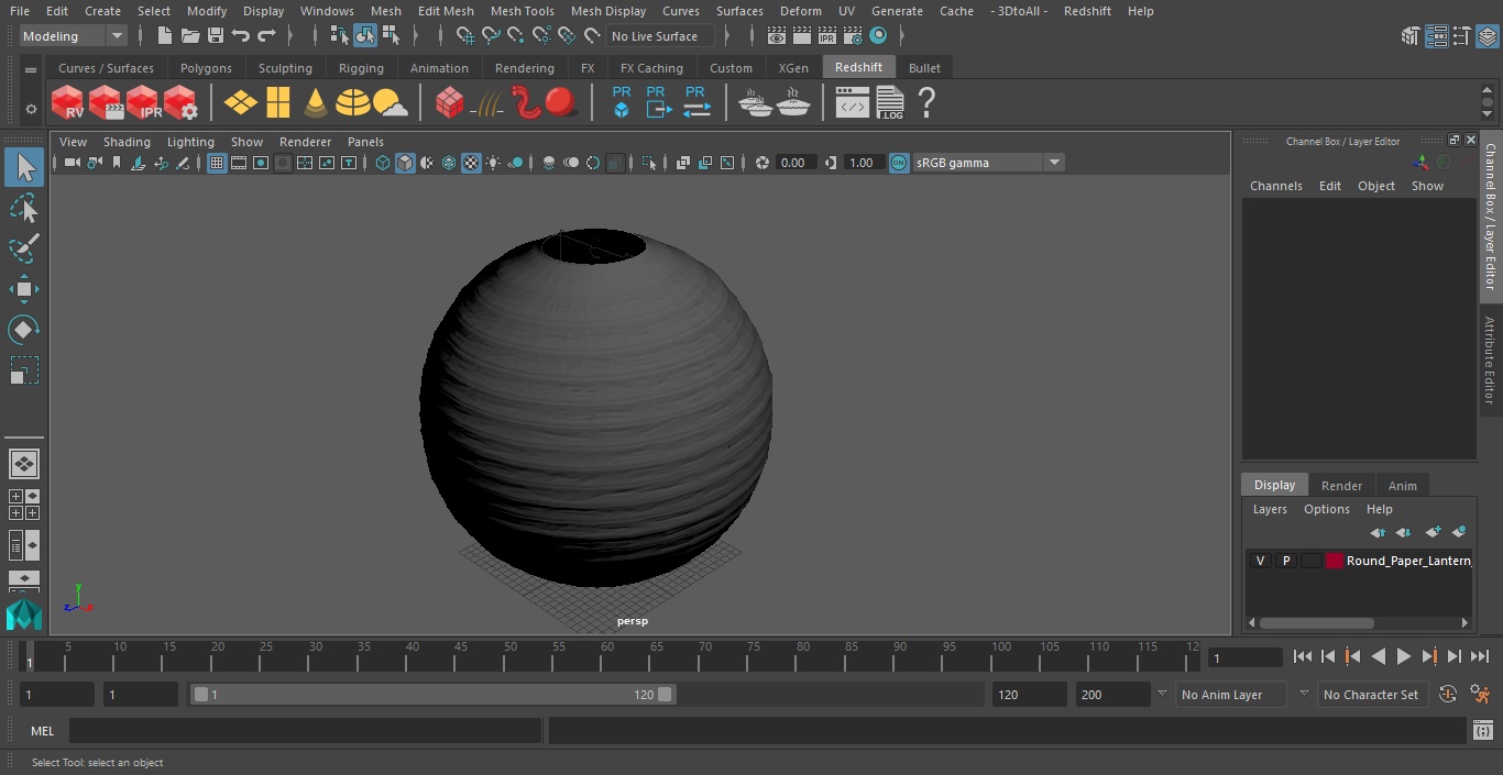 Round Paper Lantern Grey 3D model